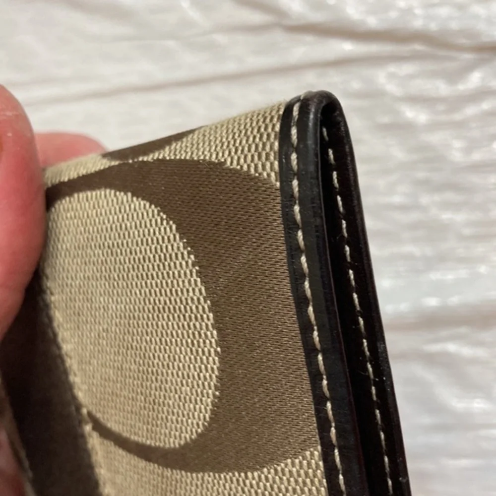Coach vintage y2k rare signature c brown striped mens bifold wallet rare